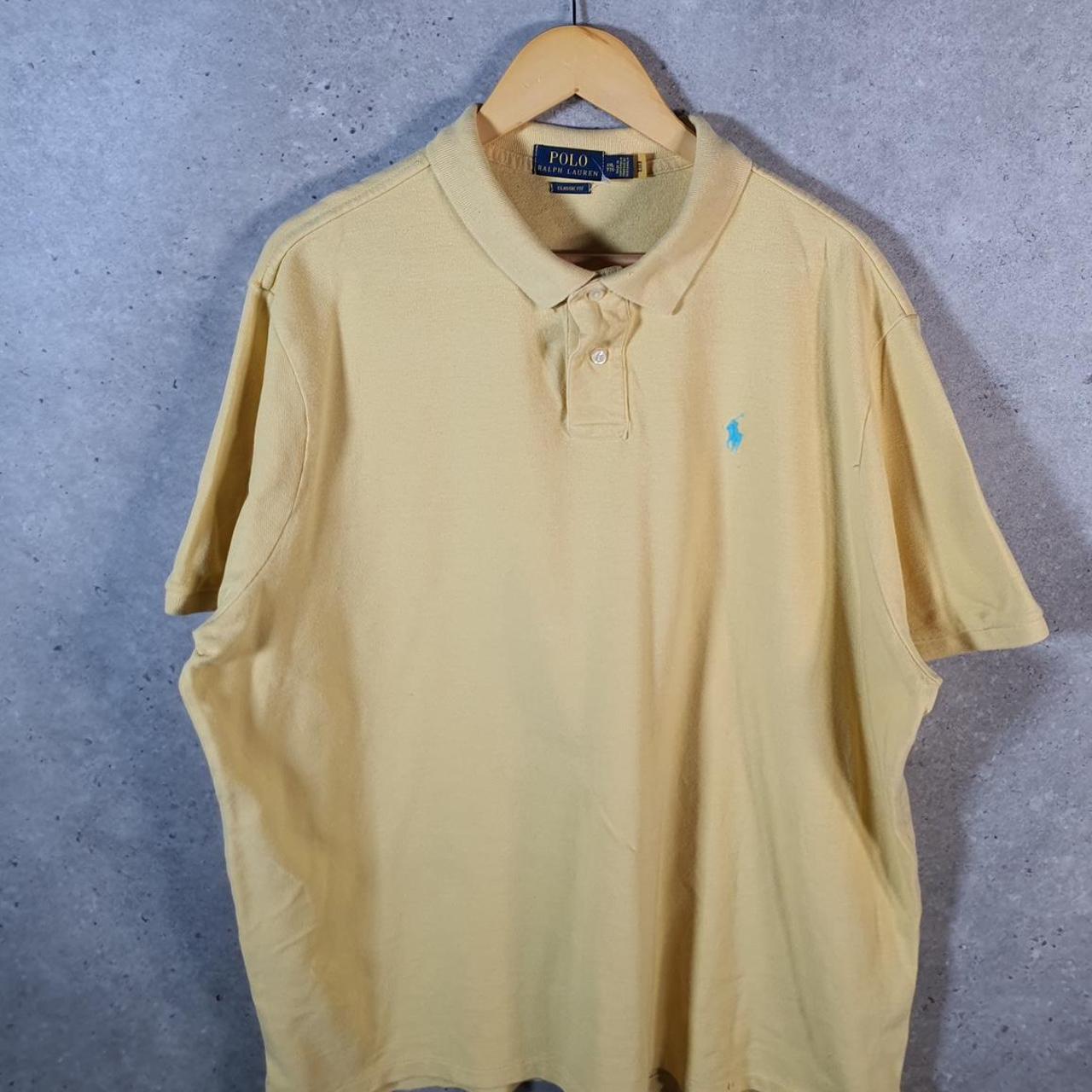 Vintage Ralph Lauren Polo Shirt Men’s 2XL Yellow Classic Fit Cotton Embroidered Pony