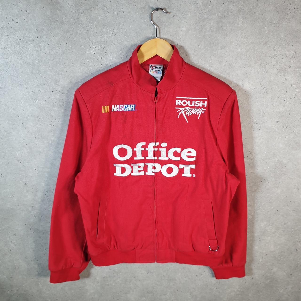 Vintage Nascar Chase Authentics Office Depot Edward’s 99 Bomber Jacket Womens Large Red Big Fish Vintage