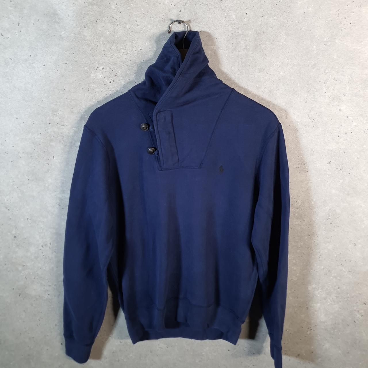 Vintage Ralph Lauren Polo 1/4 Button Sweatshirt Men’s Small Navy Blue Cotton Pullover Pony