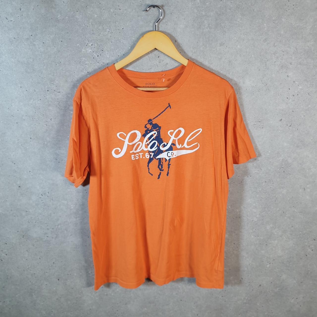 Vintage Ralph Lauren Polo T Shirt Men’s XL Orange Embroidered Classic Fit Pony C9039