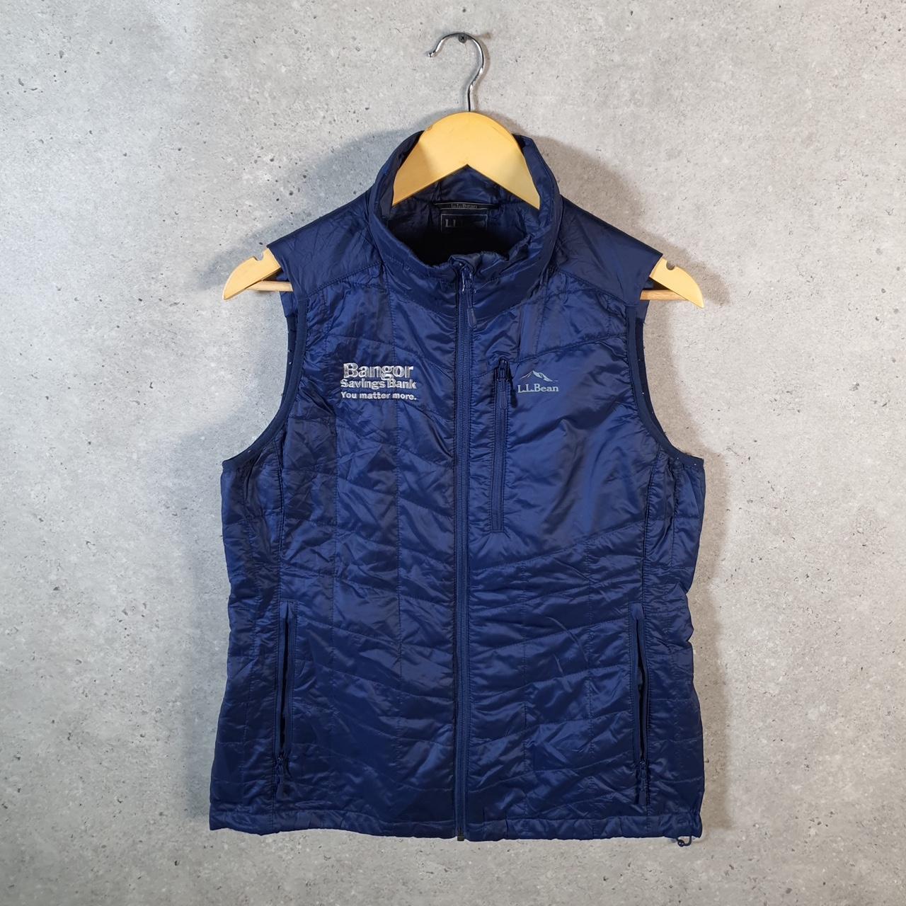 Vintage L.L. Bean Gilet Down Puffer Jacket Mens Small Navy Blue Waterproof Shell