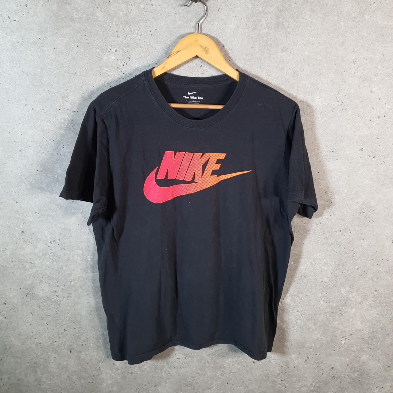Vintage Nike Spellout T Shirt Womens Large Black Printed Single Swoosh Logo Athletic Big Fish Vintage