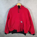 Vintage Carhartt 90s Active Hooded Jacket Men’s XL Red Workwear J03RED Canvas USA Big Fish Vintage
