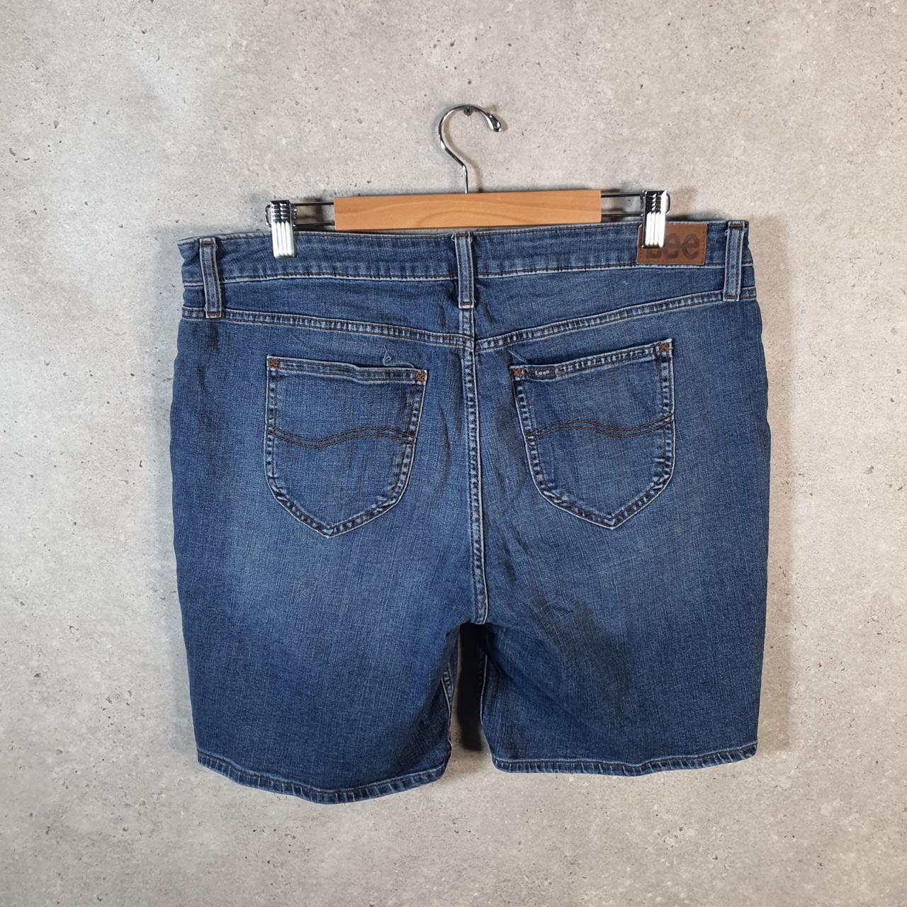Vintage Lee Baggy Shorts Jorts Cargo Womens W38 Blue Denim Relaxed Cargo