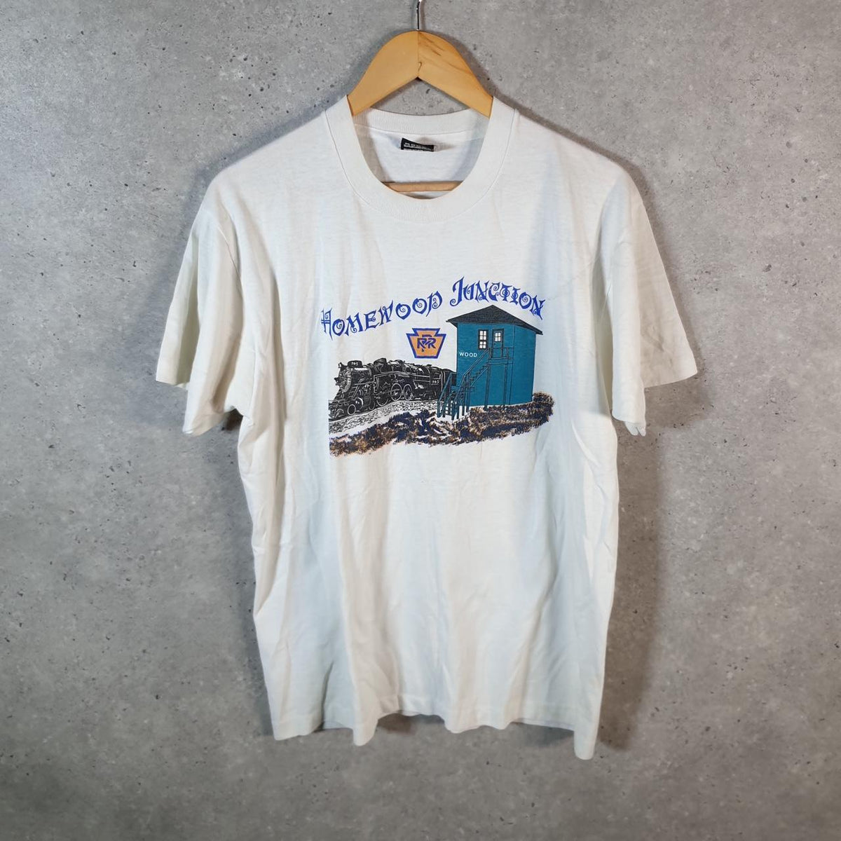 Vintage Best Fruit of the Loom Homewood Junction USA Single Stitch T Shirt Men’s Large White 1