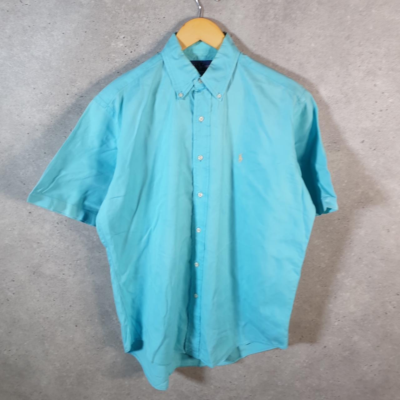 Vintage Ralph Lauren Button Down Shirt Men’s Small Blue Short Sleeve Pony Cotton