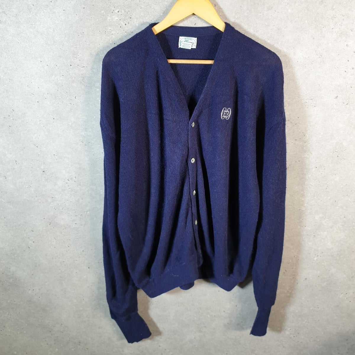 Vintage Izod Lacoste Cardigan Knit Sweater Mens XL Navy Blue Y2K Jumper Logo