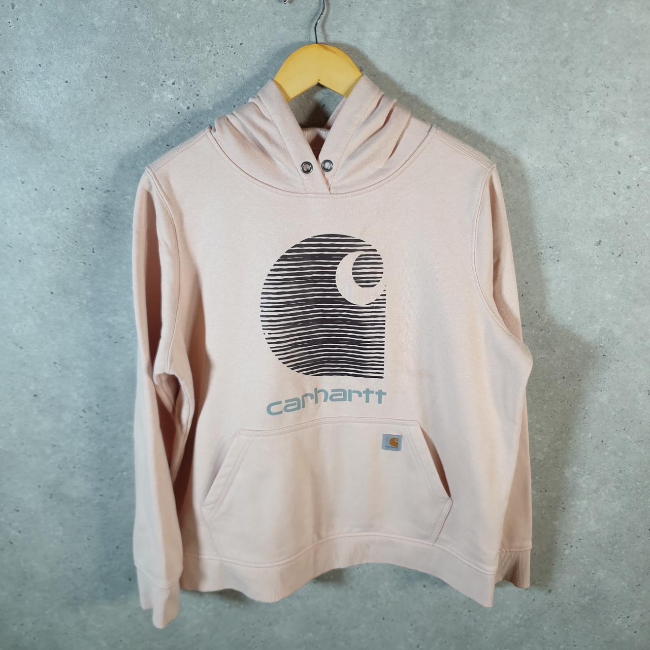 Vintage Carhartt Hoodie Womens XL Pink Pullover Blank Sweatshirt USA Relaxed Fit