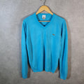 Vintage Lacoste Sweatshirt Men’s Medium Blue Pullover Logo Y2K Jumper Logo