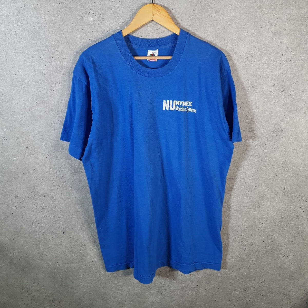Vintage Fruit of the Loom USA Nynex Meridian System Single Stitch T Shirt Men’s XL Blue Big Fish Vintage