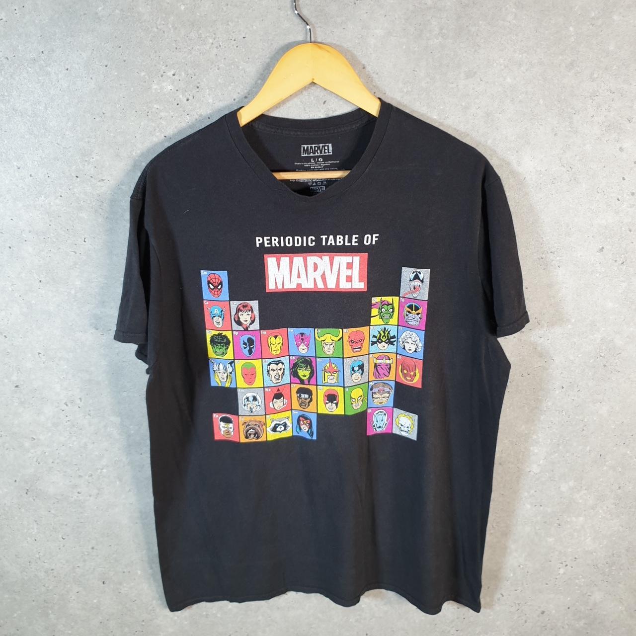 Vintage Marvel Periodic Table T Shirt Men’s Large Black Movie Graphic Cartoon