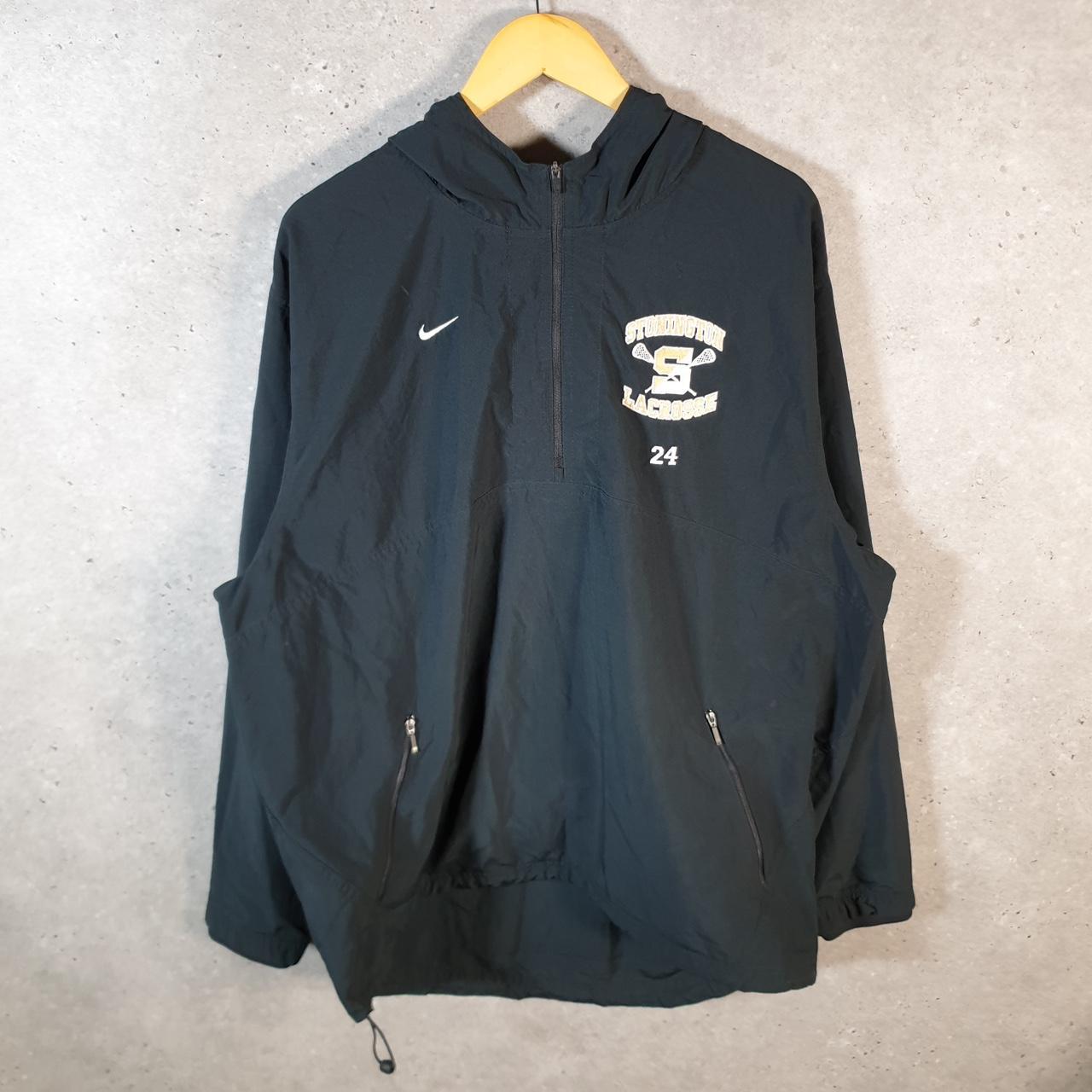 Vintage Nike Windbreaker Track Jacket Mens Large Black USA Swoosh 1/4 Zip USA