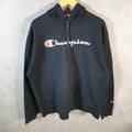 Vintage Champion Hoodie Men’s XL Black Pro Sport Pullover Spellout Logo