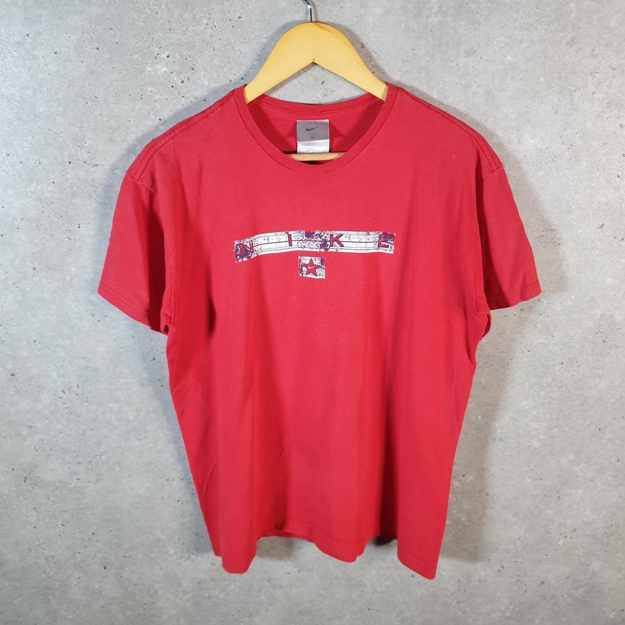 Vintage Nike 90s Made in USA T Shirt Men’s Large Red Swoosh Logo Athletic