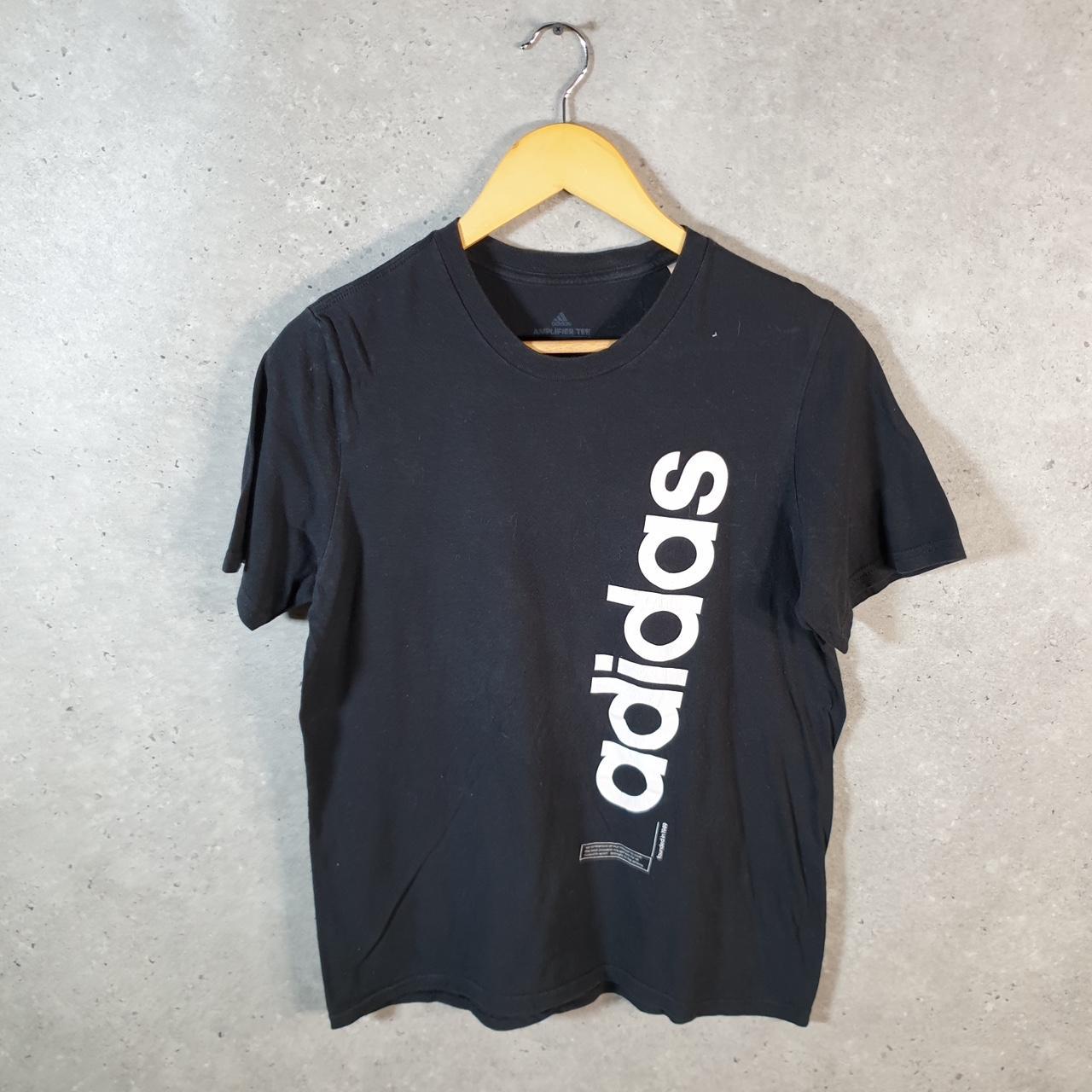 Vintage Adidas Amplifier T Shirt Men’s Small Black Three Stripes Logo Athletic