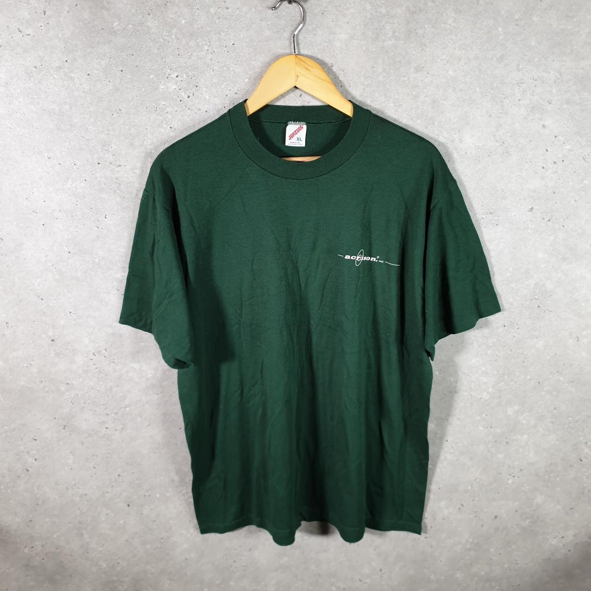 Vintage Jerzees USA Acrison Single Stitch T Shirt Men’s XL Green Big Fish Vintage