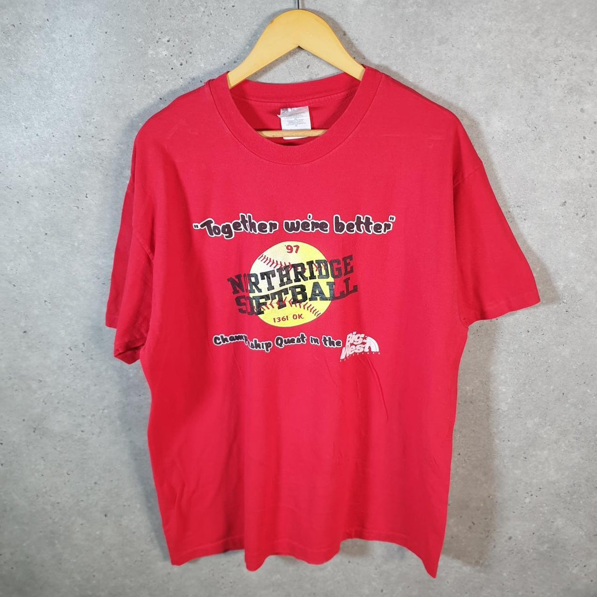 Vintage Hanes Beefy Northridge Softball 1997 USA Single Stitch T Shirt Men’s XL Red C9406