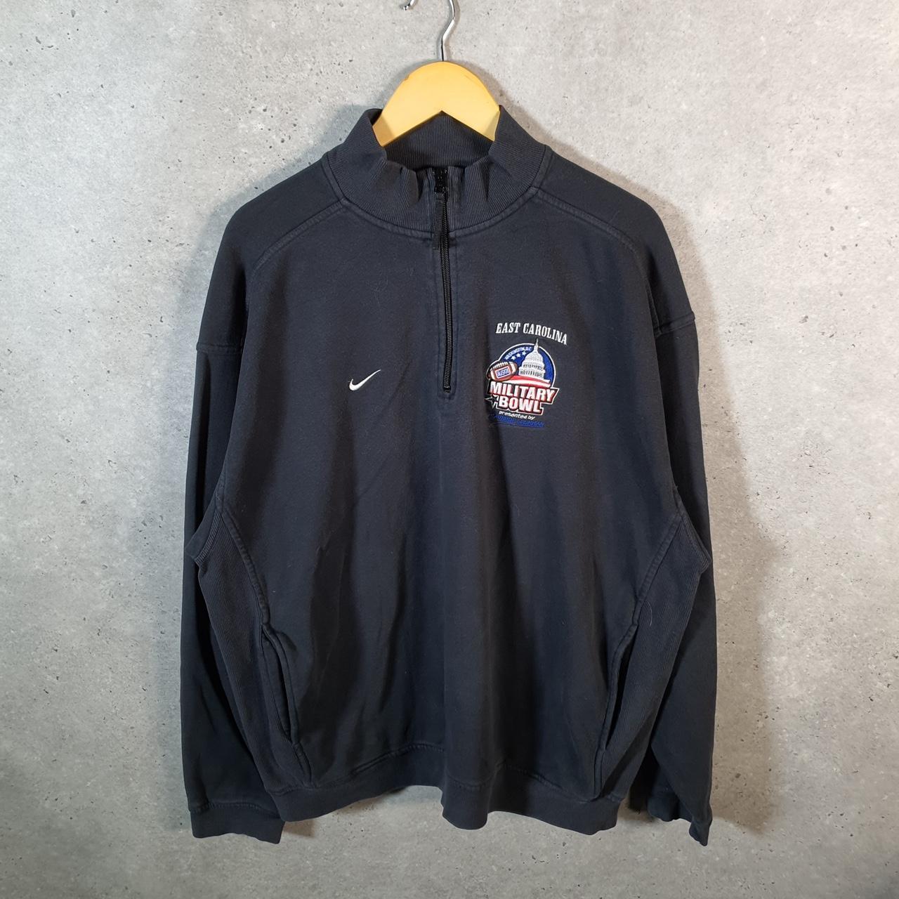 Vintage Nike Club Sweatshirt Men’s XL Black 1/4 Zip Swoosh East Carolina Military Bowl