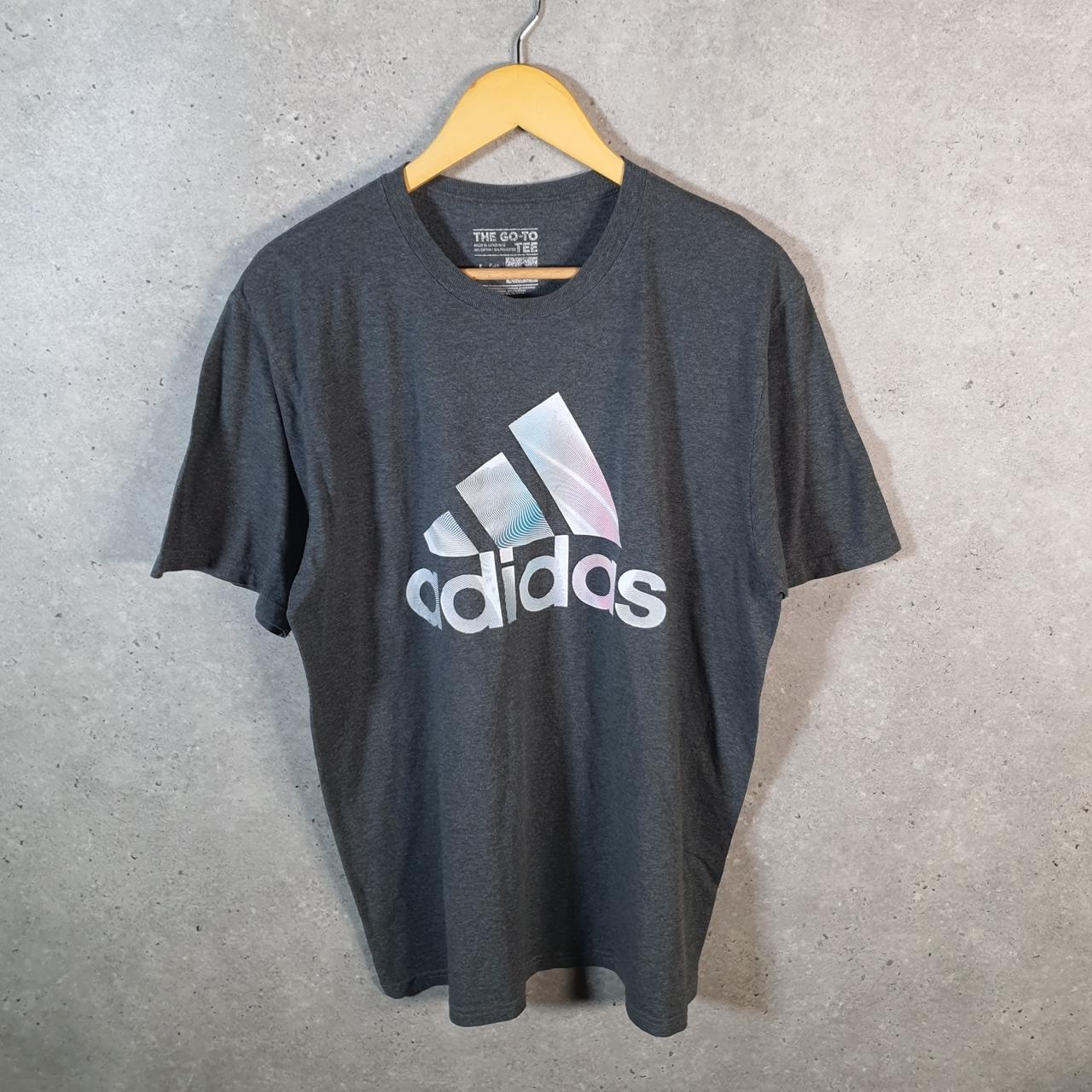 Vintage Adidas Go Tee T Shirt Shirt Men’s Large Grey Three Stripes Logo Athletic C9677