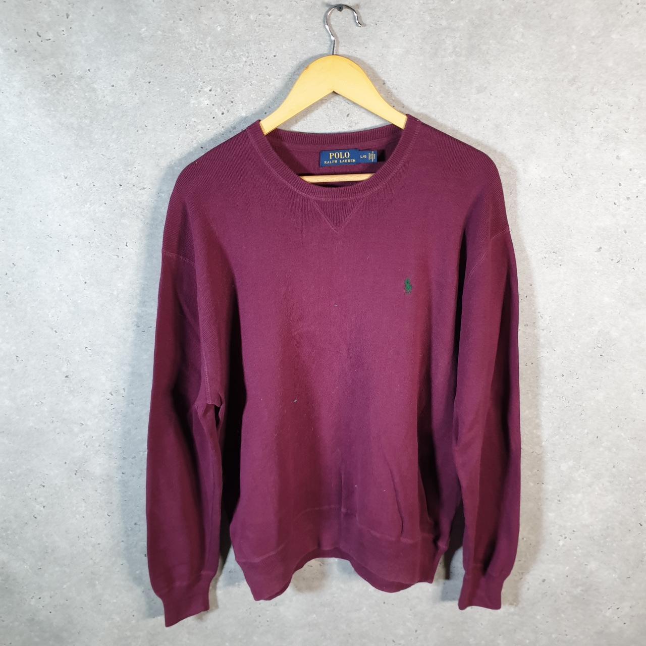 Vintage Ralph Lauren Polo Sweatshirt Men’s Large Burgundy Cotton Pullover Pony