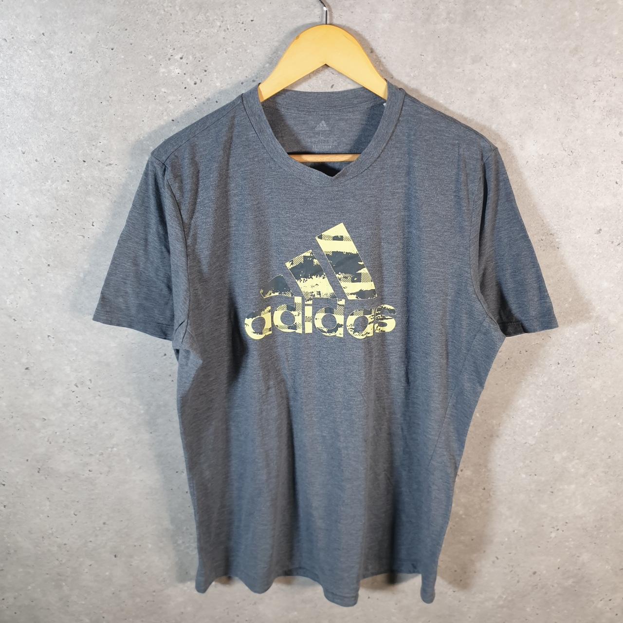 Vintage Adidas Primegreen T Shirt Men’s Large Grey Three Stripes Logo Athletic