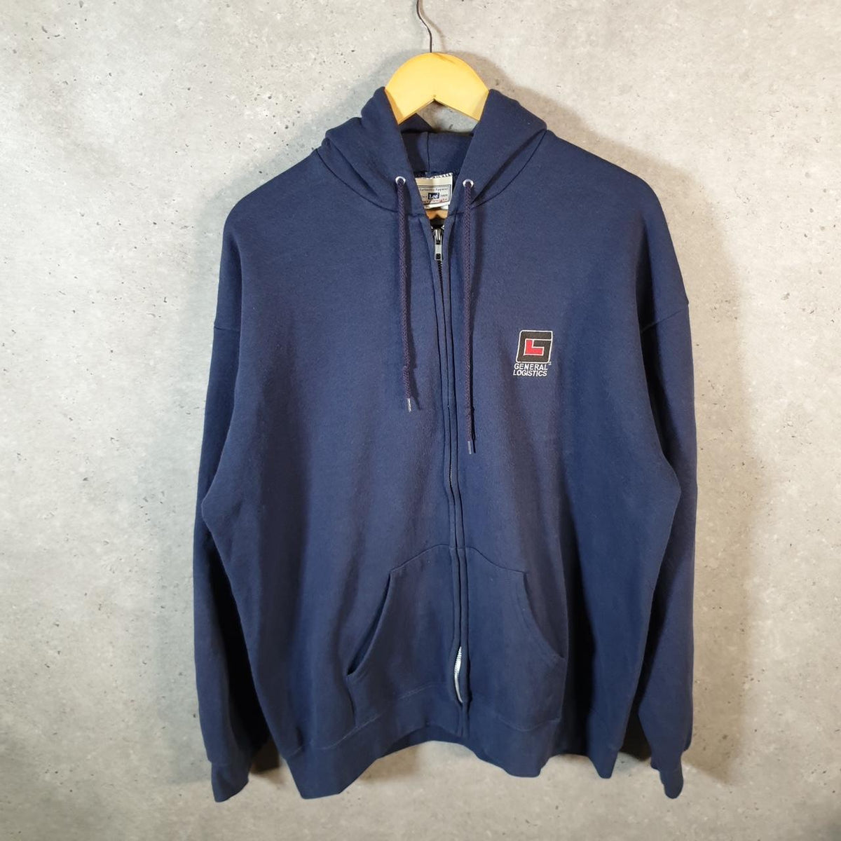 Vintage Lee Heavyweight Hoodie Men’s XL Navy Blue USA General Logistics Full Zip