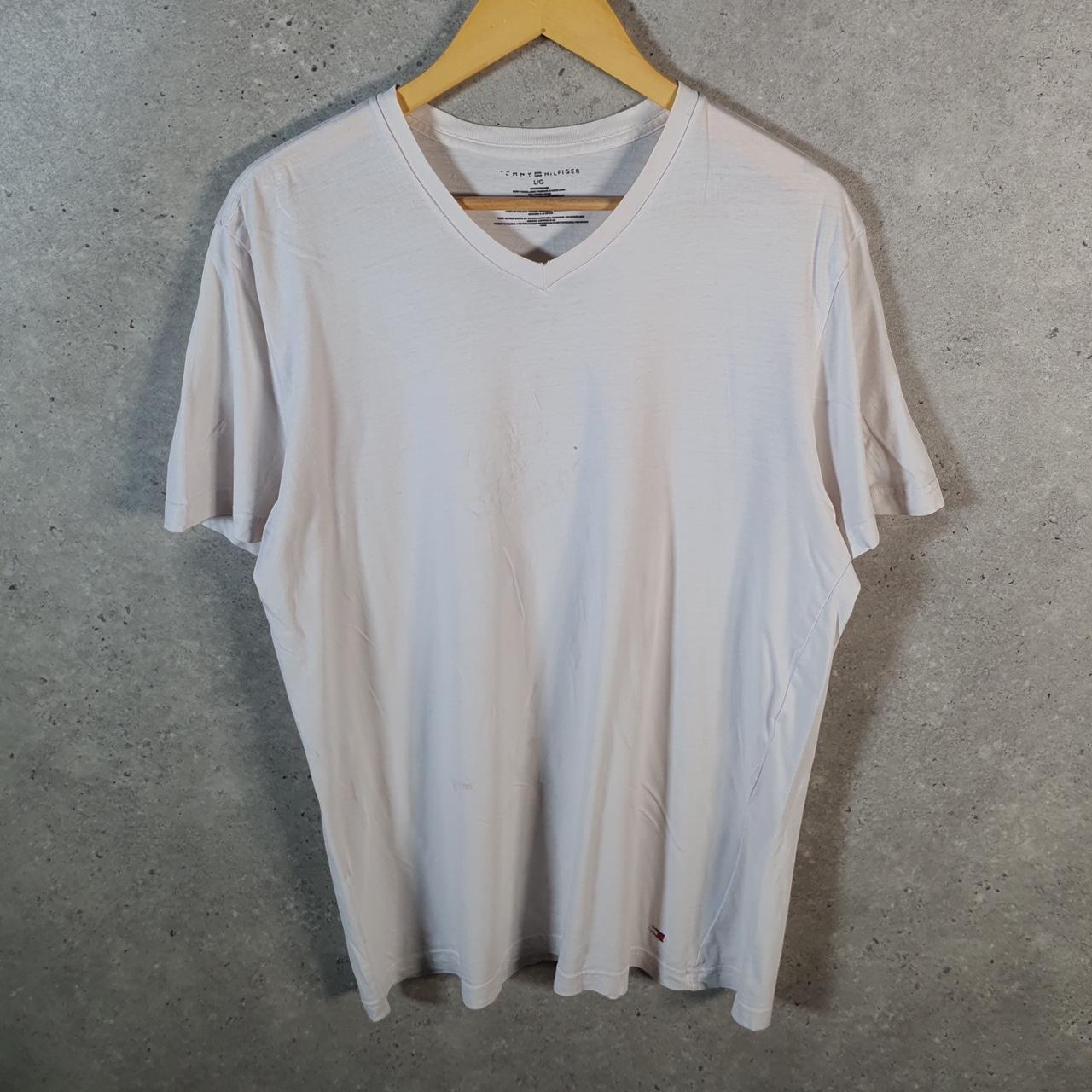 Vintage Tommy Hilfiger T Shirt Men’s Large White Classic Fit Embroidered Logo