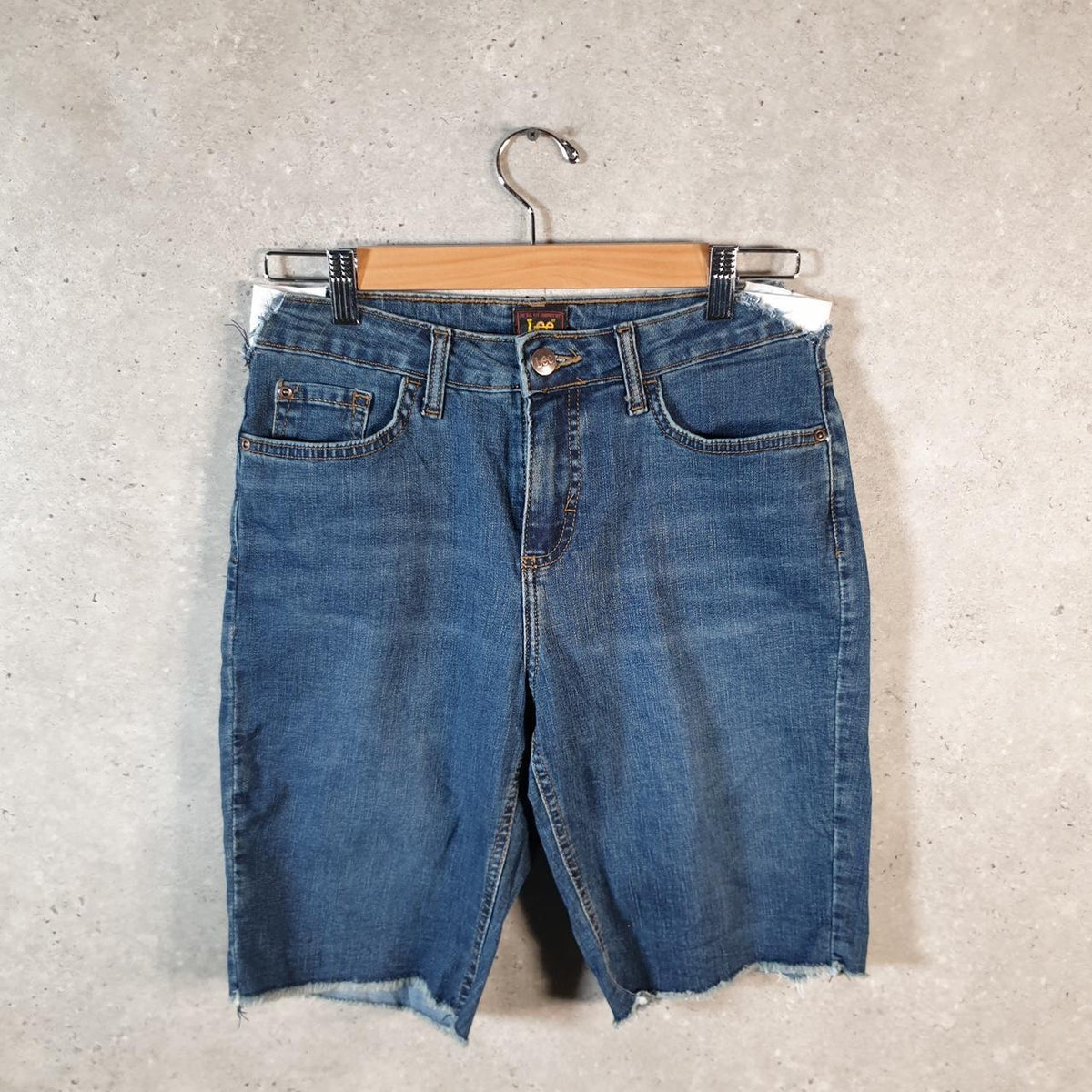 Vintage Lee Baggy Shorts Jorts Cargo Womens W28 Blue Relaxed Denim