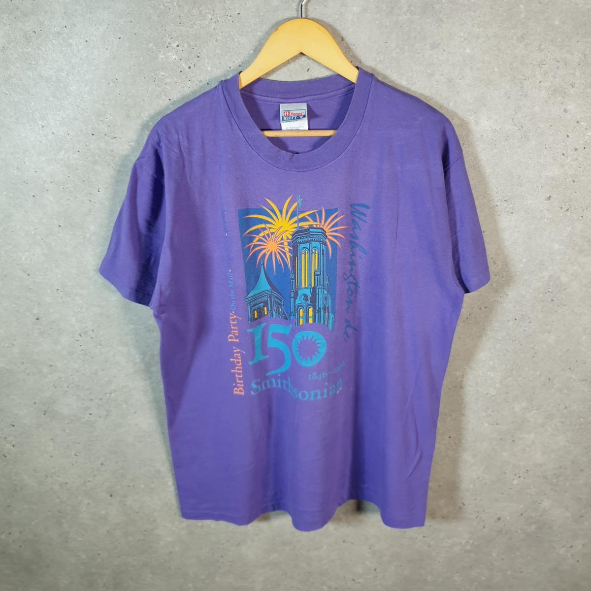 Vintage Hanes Washington DC 1996 Single Stitch T Shirt Men’s Large Purple C9558