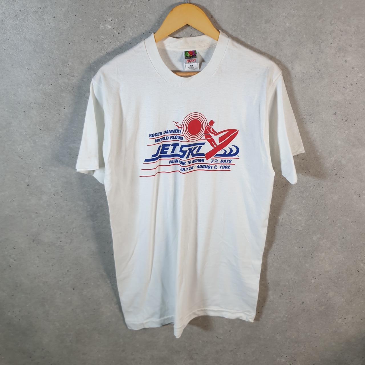 Vintage Fruit of the Loom Jet Ski Miami Roger Danner 1982 Single Stitch T Shirt Men’s Medium White