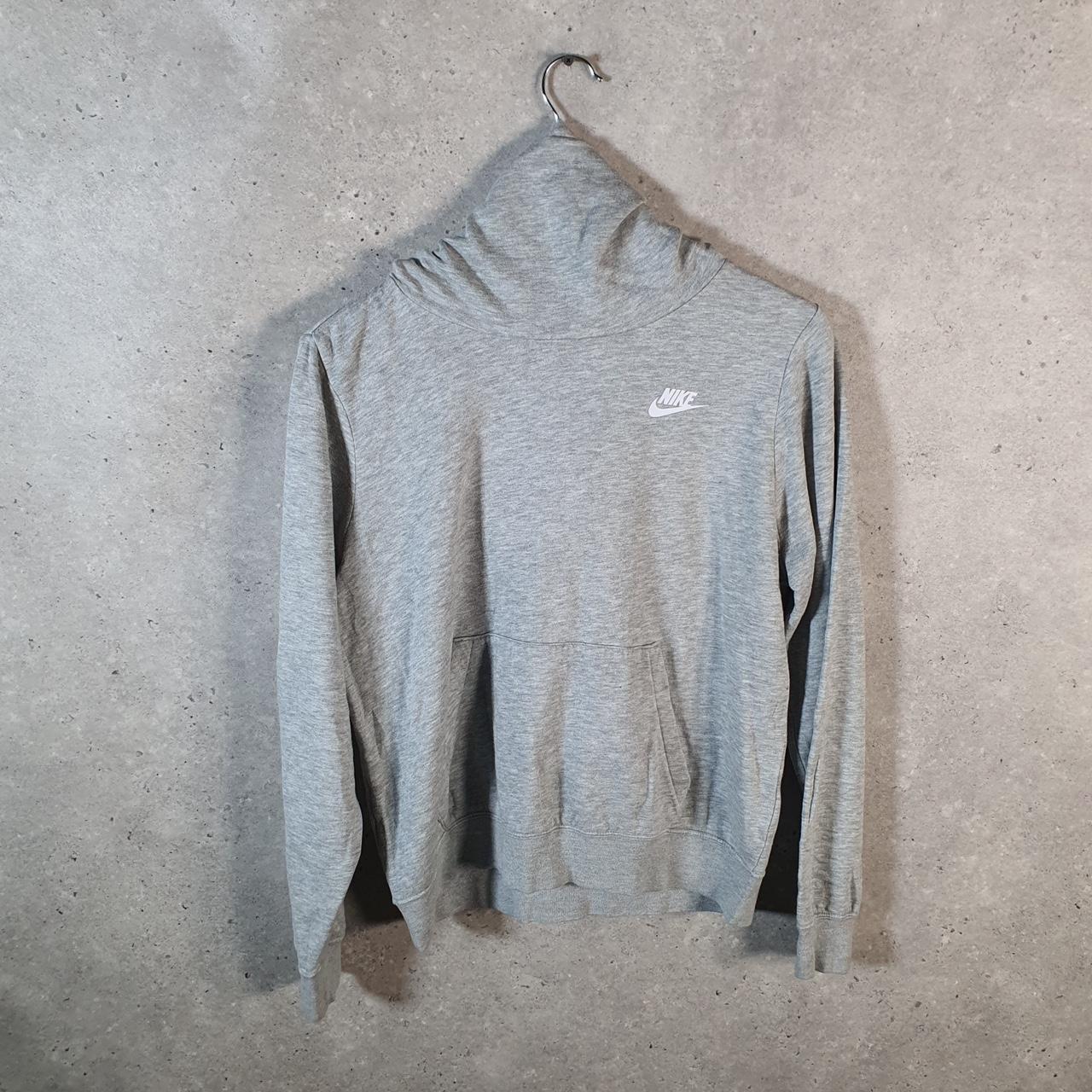 Vintage Nike Club Hoodie Womens Medium Grey Swoosh Y2K Pullover Logo