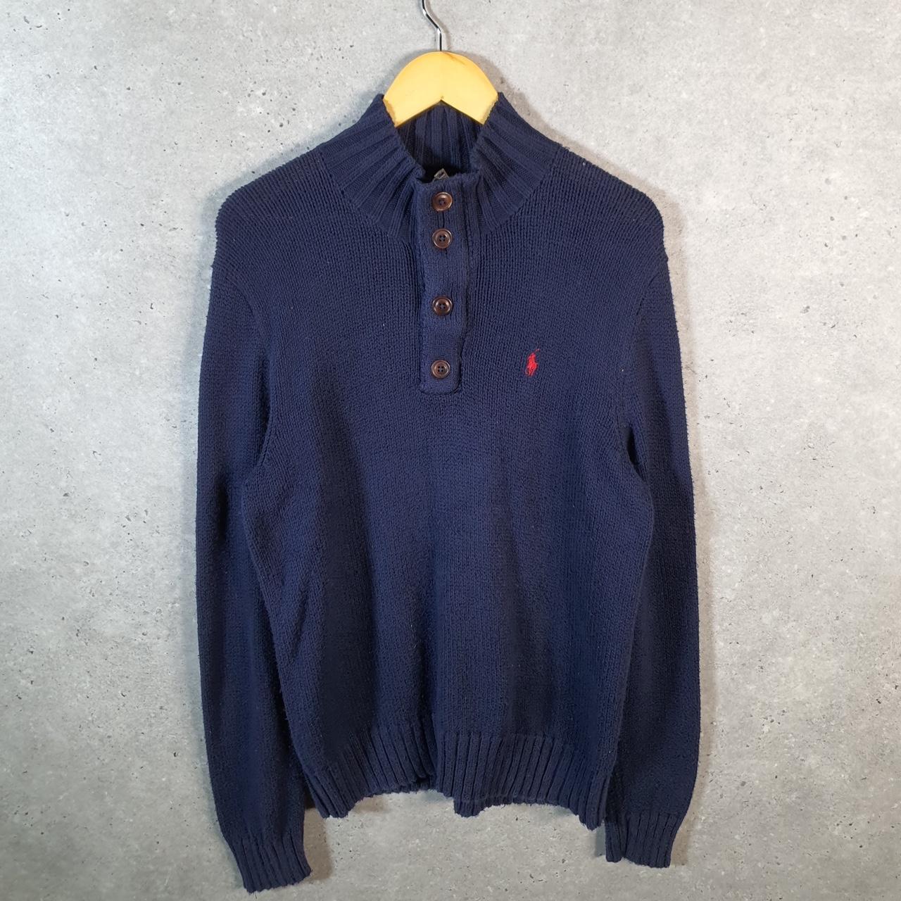 Vintage Ralph Lauren Polo 1/4 Button Sweatshirt Men’s Medium Blue Pullover Pony C8862