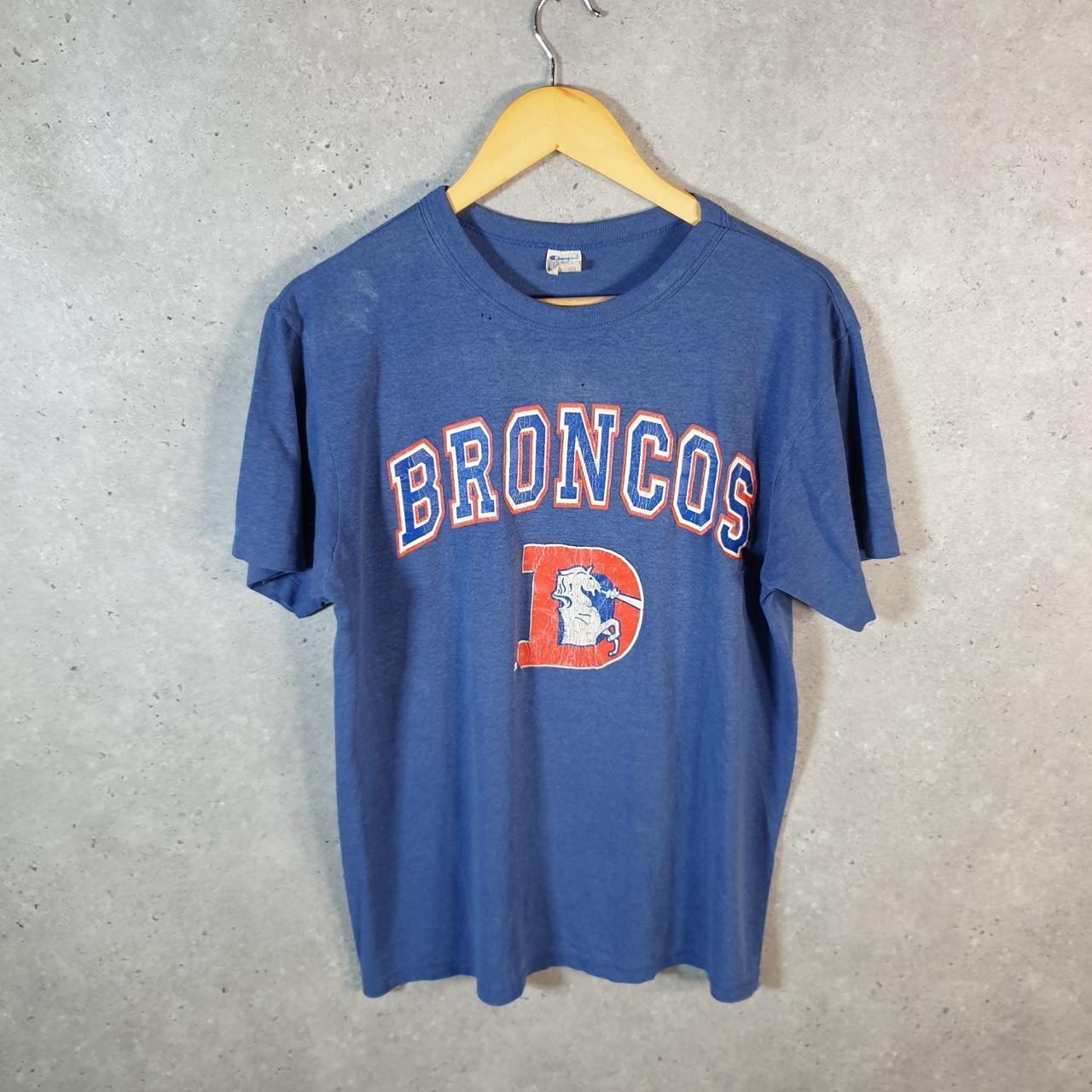 Vintage Champion Denver Broncos NFL 90s USA Single Stitch T Shirt Men’s Large Blue