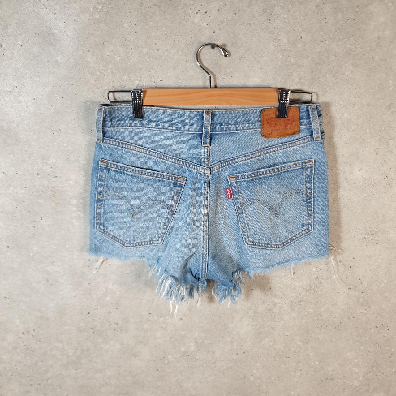 Vintage Levi’s 501 Cut Off Baggy Shorts Jorts Cargo Womens W27 White Relaxed Denim