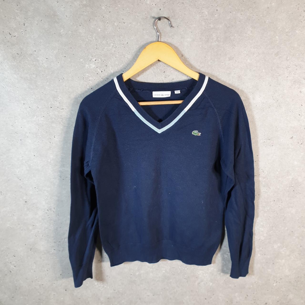 Vintage Lacoste Sweatshirt Womens Navy Blue Pullover Logo Y2K Jumper