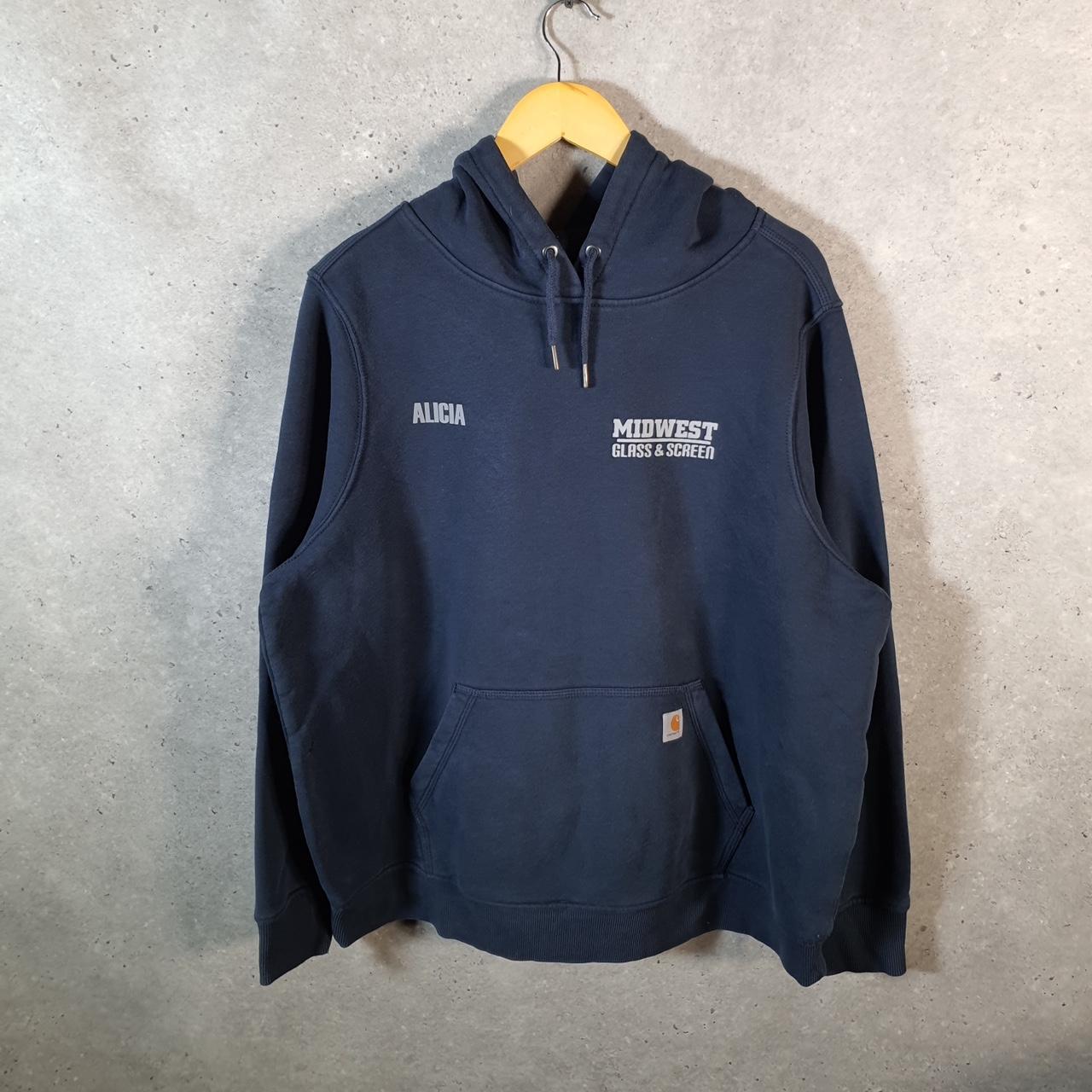 Vintage Carhartt Hoodie Womens 2XL Navy Blue Pullover Blank USA Relaxed Fit