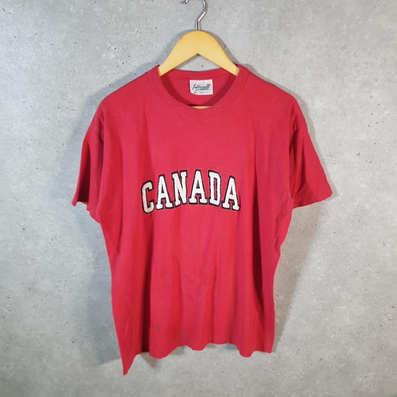Vintage Canada Spellout Single Stitch 90s USA Single Stitch T Shirt Men’s Large Red