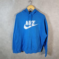 Vintage Nike Club Hoodie Men’s Large Blue Swoosh Y2K Pullover