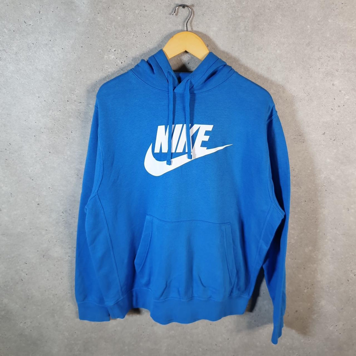 Vintage Nike Club Hoodie Men’s Large Blue Swoosh Y2K Pullover