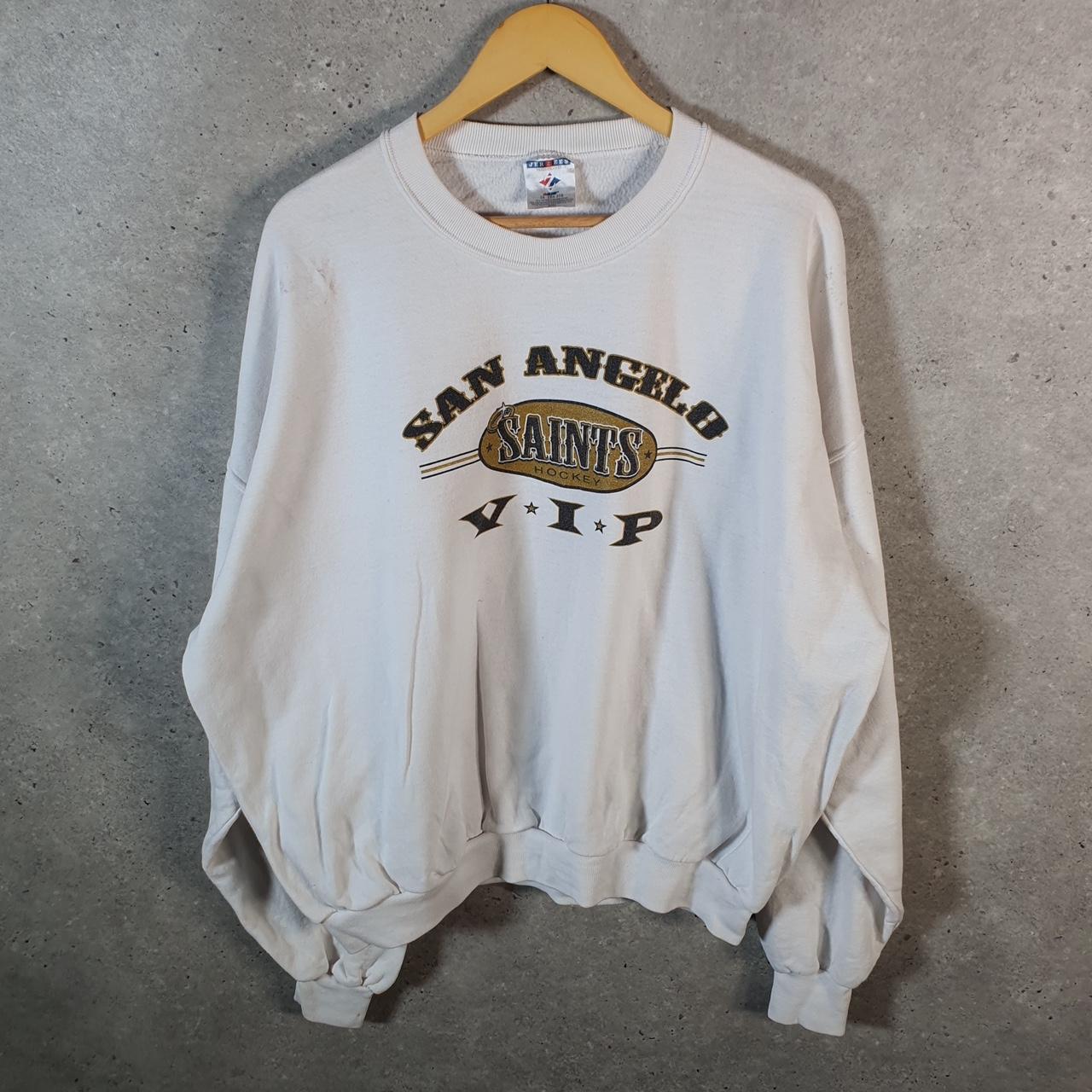 Vintage Jerzees San Angelo Saints VIP Sweatshirt Mens 2XL White Pullover USA
