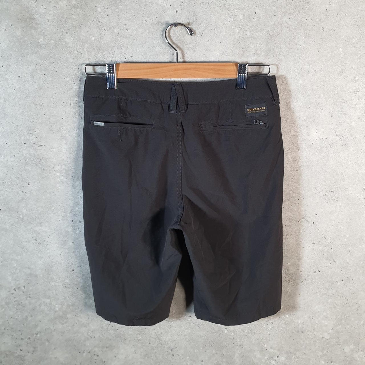 Vintage Quiksilver Amphibian Chino Shorts Jorts Cargo Men’s W28 Black Baggy Cotton A4461