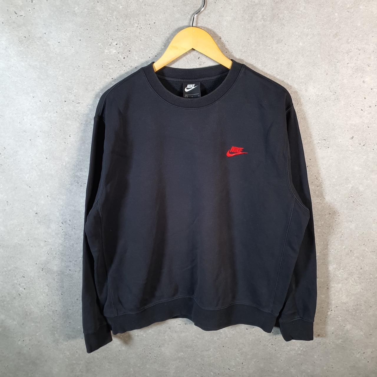 Vintage Nike Club Embroidered Sweatshirt Men’s Large Black Swoosh Y2K Pullover Logo