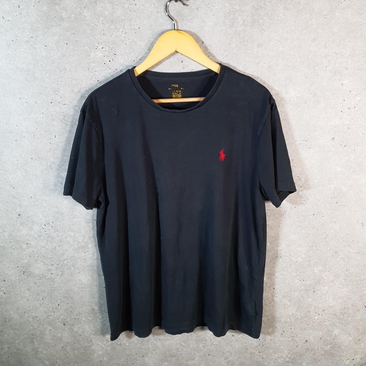 Vintage Ralph Lauren Polo Sport T Shirt Men’s Large Black Custom Fit Embroidered Pony C8687