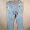 Vintage Carhartt Workwear Carpenter Jeans Mens W38 L30 Blue Denim Traditional Fit USA