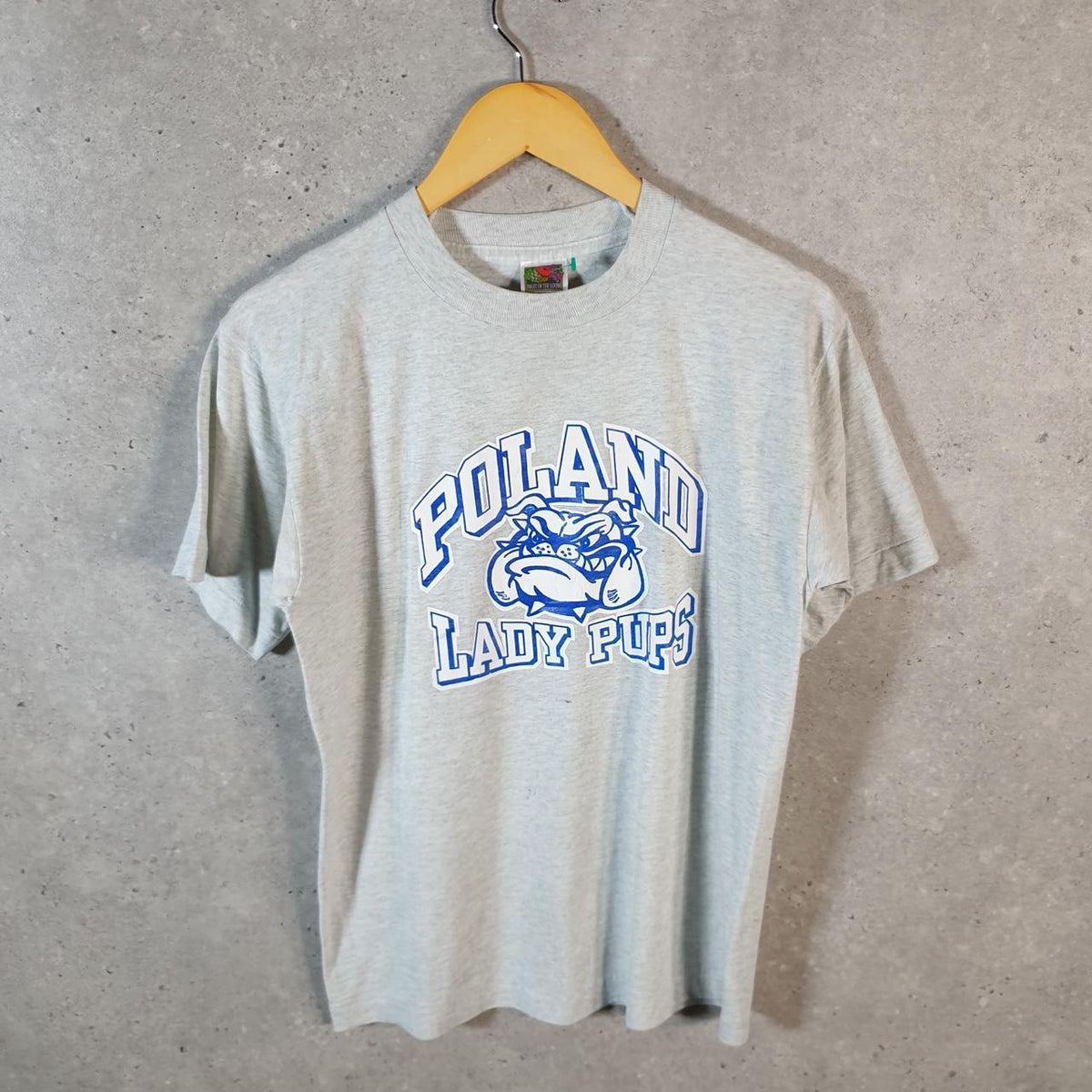 Vintage Fruit of the Loom Poland Lady Pups USA 90s Single Stitch T Shirt Men’s Medium Grey C8955