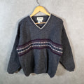 Vintage Eddie Bauer Knit Sweater Womens Large Grey Y2K Pullover Wool