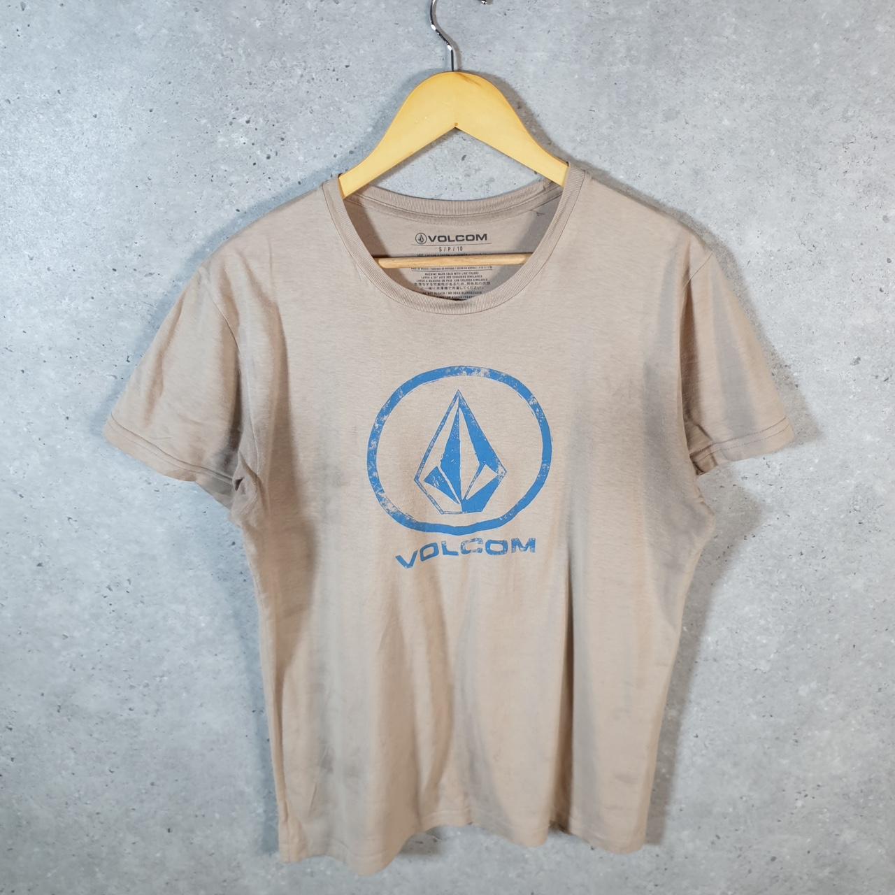 Vintage Volcom Y2K T Shirt Men’s Small Beige Casual Sports Logo Athletic