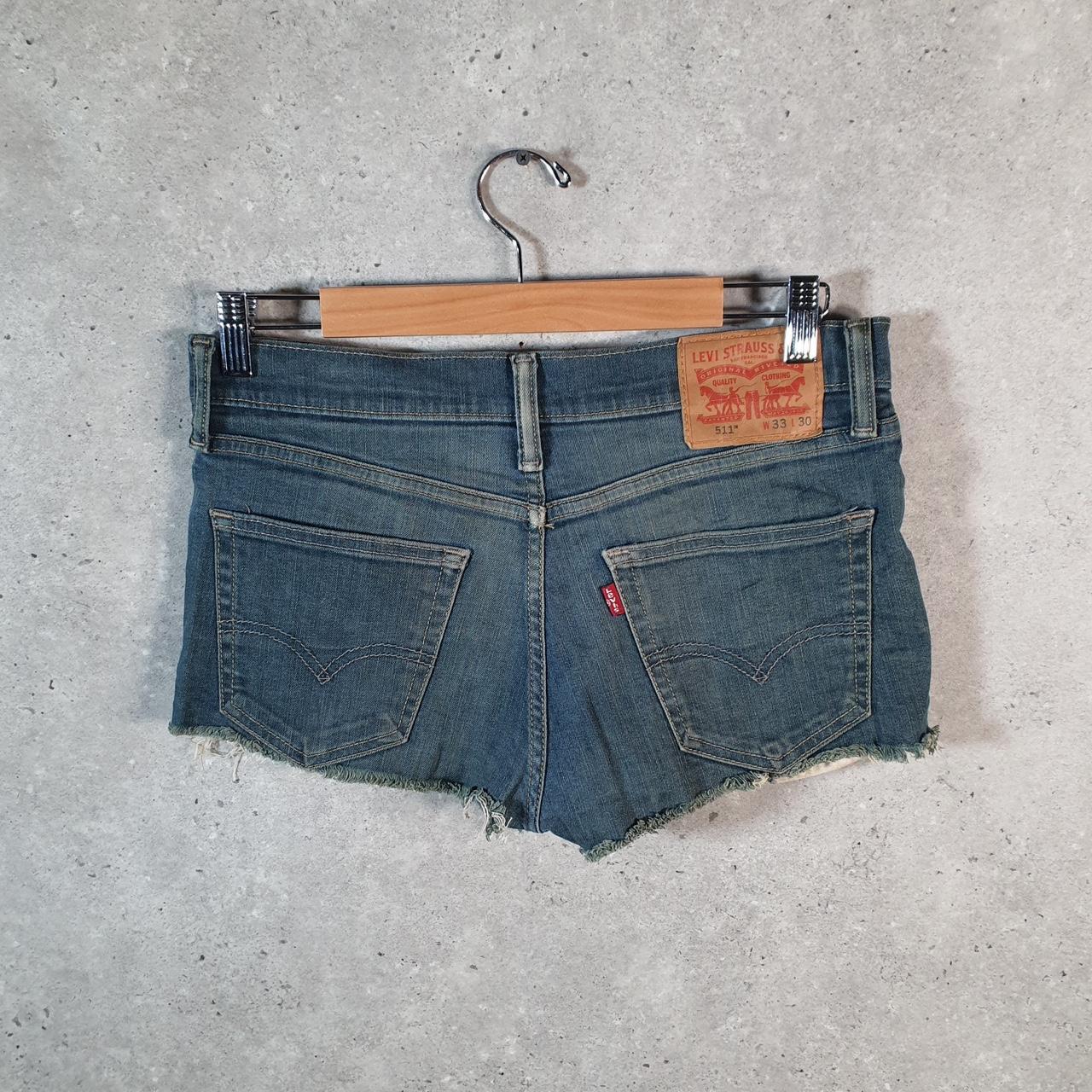 Vintage Levi’s 511 Cut Off Baggy Shorts Jorts Cargo Womens W33 Blue Relaxed Denim A4520