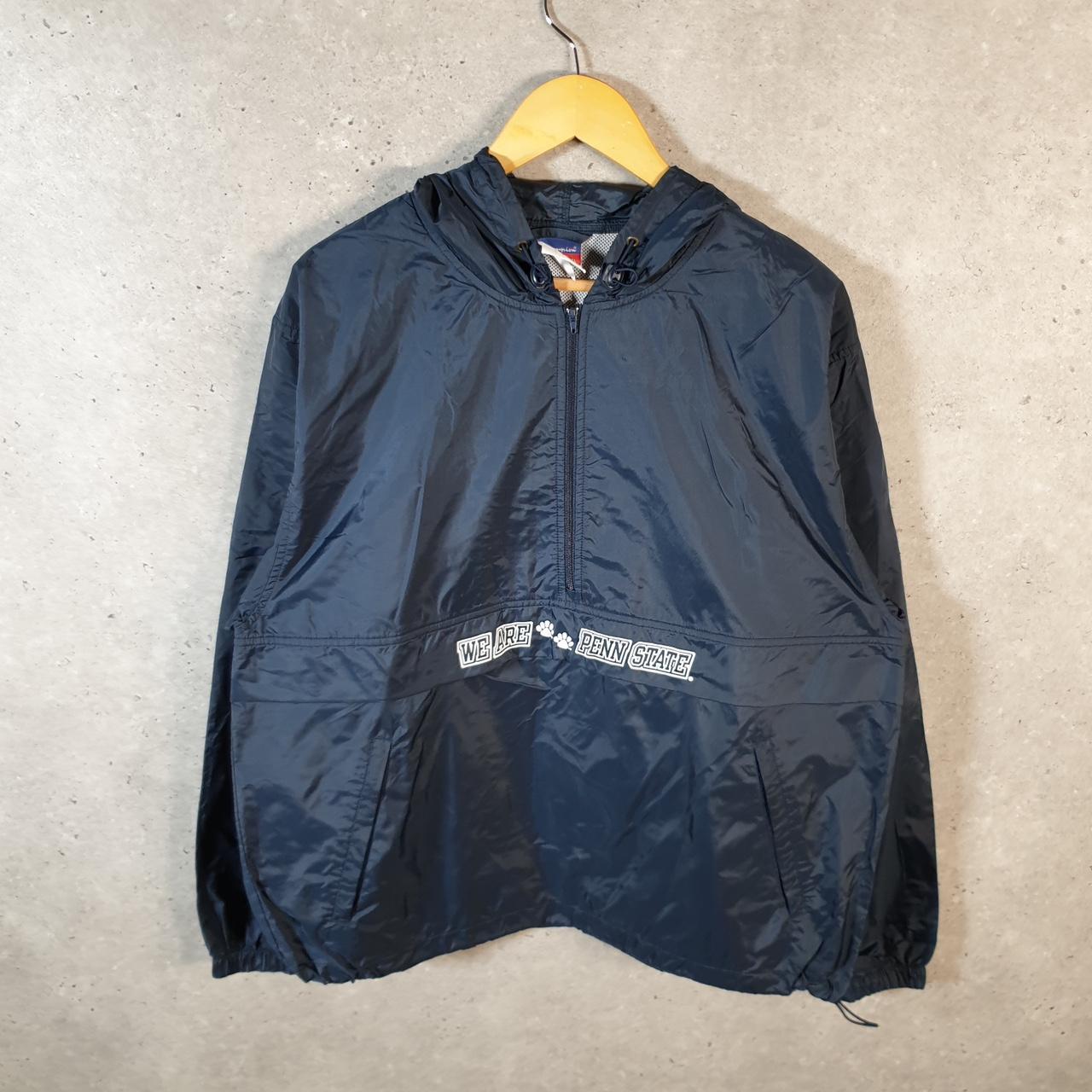 Vintage Champion Windbreaker Mens Medium Navy Blue 1/4 Zip We Are Penn State