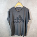 Vintage Adidas Go To Performance T Shirt Men’s XL Grey Three Stripes Logo Athletic